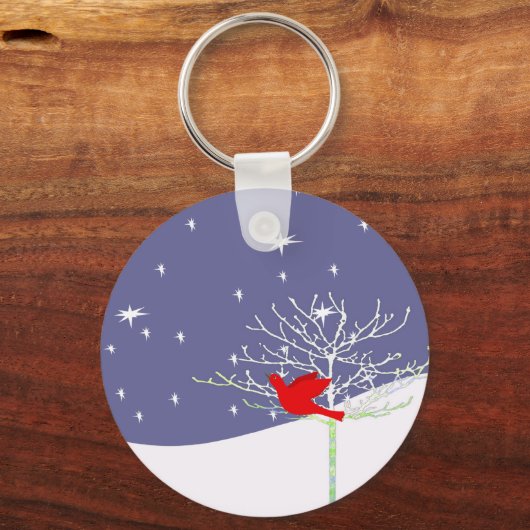 Red Christmas Bird Schlüsselanhänger (Vorderseite)