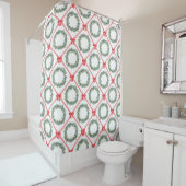 Red Christmas Bow Boxwood Wreath Shower Curtain Duschvorhang (Beispiel)
