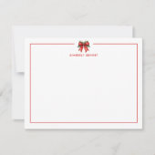 RED CHRISTMAS BOW COQUETTE MISTLETOS PERSONALISIER MITTEILUNGSKARTE (Vorderseite)