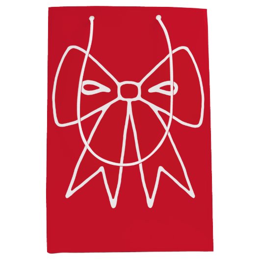 Red Christmas Bow Geschenktasche Mittlere Geschenktüte (Vorderseite)