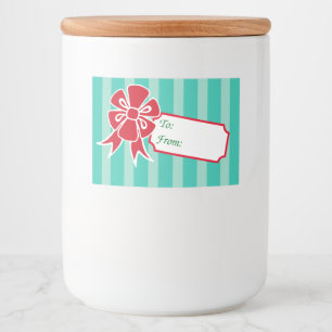 Red Christmas Bow Gift Tag Jar Labels Lebensmitteletikett