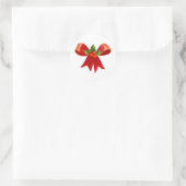Red Christmas Bow mit Holly Runder Aufkleber (Tasche)