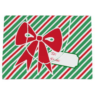 Red Christmas Bow Peppermint Geschenk Tag Bag Große Geschenktüte