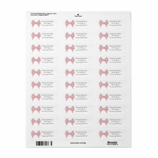 Red Christmas Bow Return Address Label (Vorne)