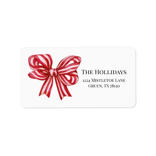 Red Christmas Bow Return Address Label Adressaufkleber (Vorne)