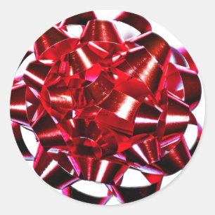 Red Christmas Bow Runder Aufkleber