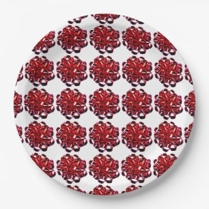 Red Christmas Bow Shiny Holiday Ribbon Pappteller