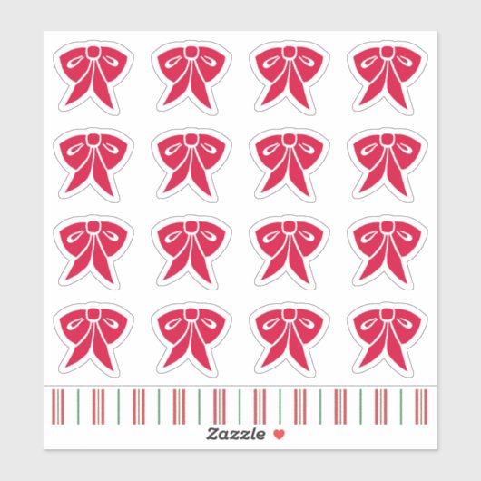 Red Christmas Bow Stickers Aufkleber (Blatt)