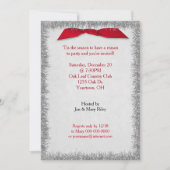 Red Christmas Bow und Silver Tinsel Einladung (Vorderseite)