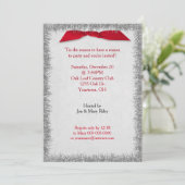 Red Christmas Bow und Silver Tinsel Einladung (Stehend Vorderseite)