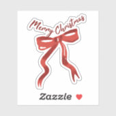 Red Christmas Bow with Merry Christmas Text Aufkleber (Blatt)