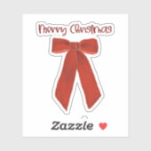 Red Christmas Bow with Merry Christmas Text Aufkleber (Blatt)