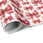 Red Christmas Bows Geschenkpapier (Rolleneckpunkt)