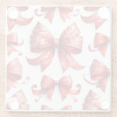 Red Christmas Bows Glasuntersetzer (Rückseite)