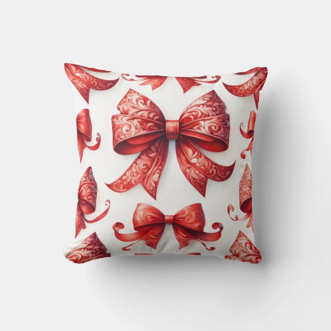 Red Christmas Bows Kissen (Vorderseite)