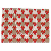 Red Christmas Bows on Checker Große Geschenktüte (Rückseite)