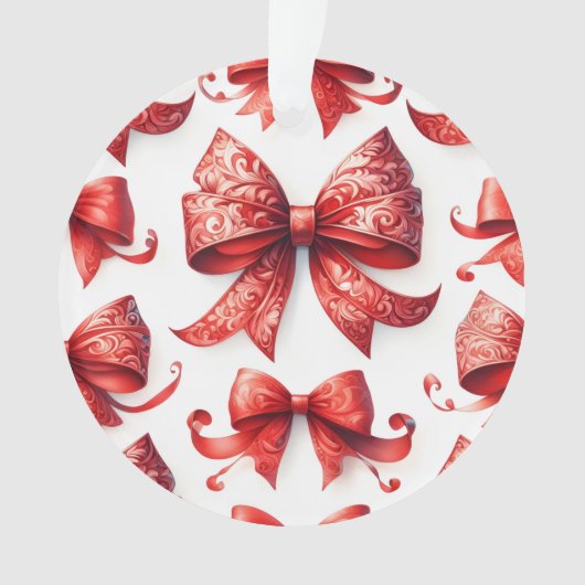 Red Christmas Bows Ornament (Vorderseite)