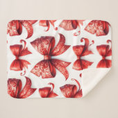 Red Christmas Bows Sherpadecke (Vorderseite (Horizontal))