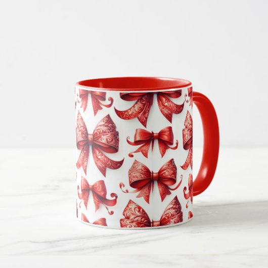 Red Christmas Bows Tasse (VorderseiteRechts)