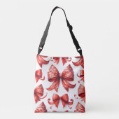 Red Christmas Bows Tragetaschen Mit Langen Trägern (Rückseite)
