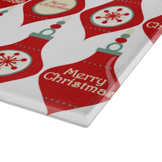 Red Christmas Bulbs Pattern Schneidebrett (Ecke)