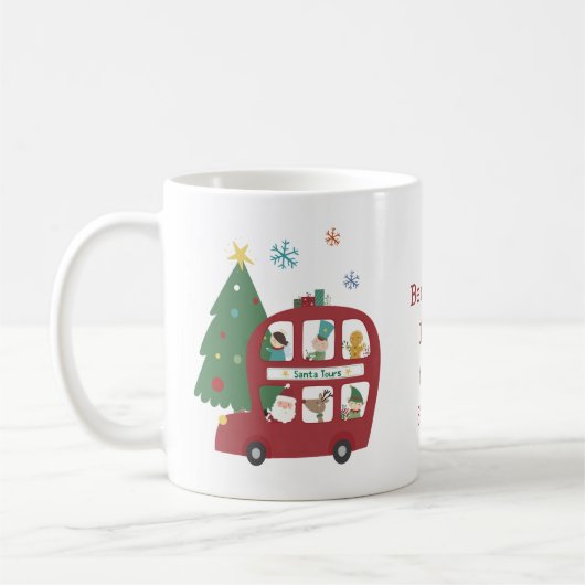 Red Christmas Bus Tree Kindername Liebe Santa Kaffeetasse (Links)