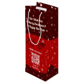 Red Christmas Business Logo QR Code Snowflake Geschenktüte Für Weinflaschen (Rückseite Schrägansicht)
