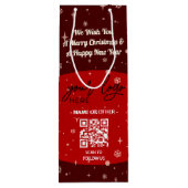 Red Christmas Business Logo QR Code Snowflake Geschenktüte Für Weinflaschen (Rückseite)