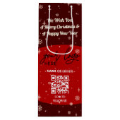 Red Christmas Business Logo QR Code Snowflake Geschenktüte Für Weinflaschen (Vorderseite)