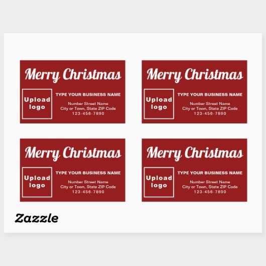 Red Christmas Business Rectangle Shape Sticker (Blatt)