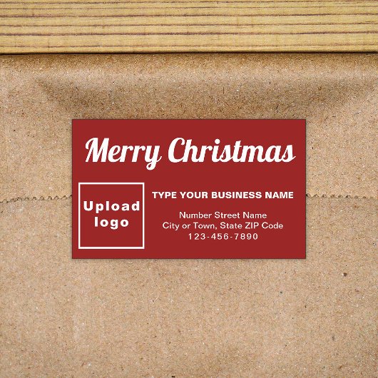 Red Christmas Business Rectangle Shape Sticker