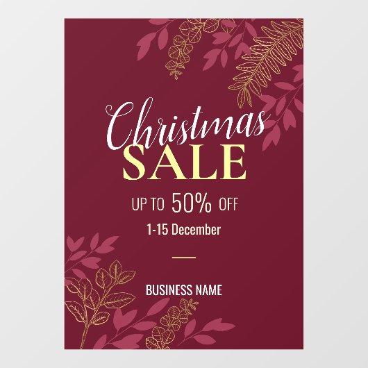Red Christmas Business Sale Business Werbeaktion A Fensteraufkleber (Blatt)