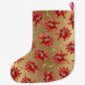 Red Christmas Cactus Blume auf Shiny Gold Großer Weihnachtsstrumpf (Rückseite)