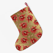 Red Christmas Cactus Blume auf Shiny Gold Großer Weihnachtsstrumpf (Rückseite (Hängend))