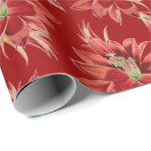 Red Christmas Cactus Blume Pattern Geschenkpapier (Rolleneckpunkt)