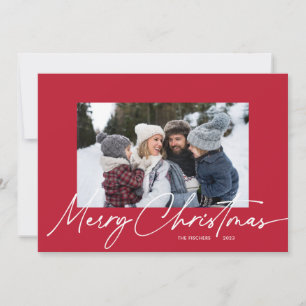 Red Christmas Calligraphy Script Simple 3 Foto Feiertagskarte
