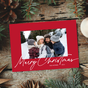 Red Christmas Calligraphy Script Simple Foto Feiertagskarte