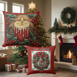 Red Christmas Candle individuell anpassbare Throw  Kissen