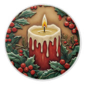 Red Christmas Candle Keramikknauf (Vorderseite)