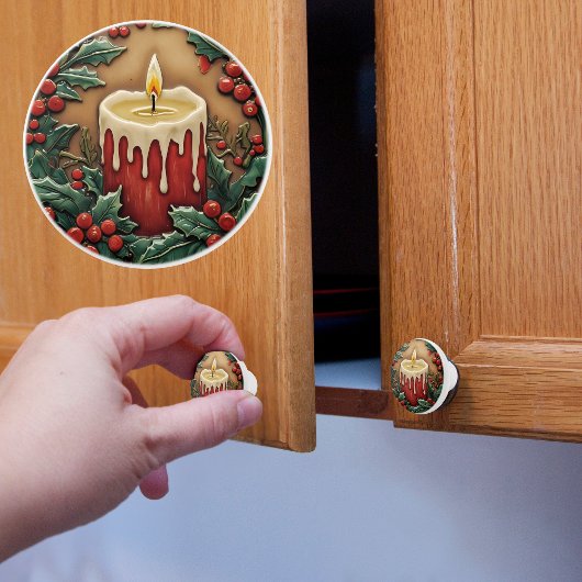 Red Christmas Candle Keramikknauf