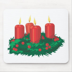 Red Christmas Candles Mousepad