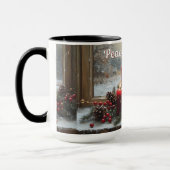 Red Christmas Candles Pine Cones Peace on Earth Tasse (Links)