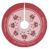 Red Christmas Candy Canes mit einem benutzerdefini Polyester Weihnachtsbaumdecke (Vorderseite)