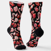 Red Christmas Candy Pattern Socken (Gewinkelt)