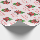 Red Christmas Car mit Christmas Tree Snow Wrappin Geschenkpapier (Ecke)