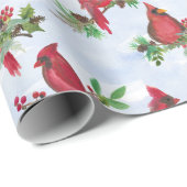 Red Christmas Cardinal Wrapping Paper Religous Geschenkpapier (Rolleneckpunkt)
