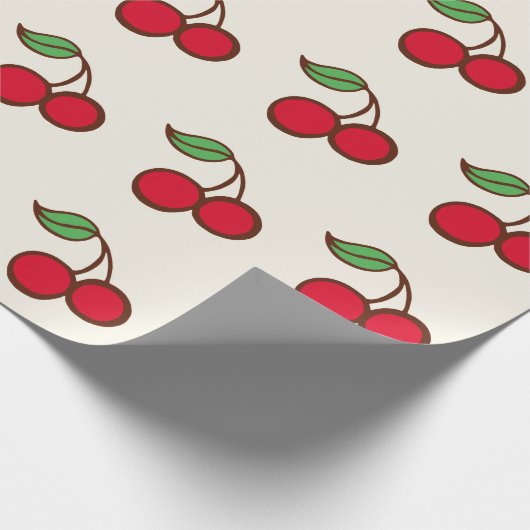 Red Christmas Cherries Wrapping Paper Geschenkpapier (Ecke)