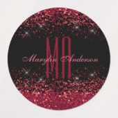 RED CHRISTMAS CHUNKY GLITZER CUSTOM MONOGRAM ETIKETTEN (Design 2)