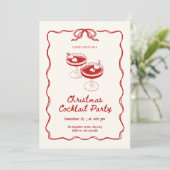 Red Christmas Cocktail Party Einladung (Stehend Vorderseite)