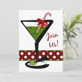 Red Christmas Cocktails Party Einladung (Stehend Vorderseite)